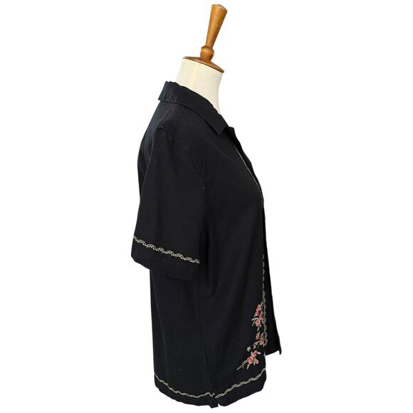 NWT Aeropostale Cotton Linen Embroidered Floral Short Sleeve Button Up Size S - Picture 8 of 11